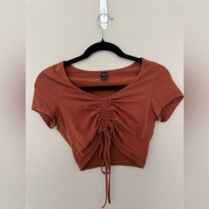 Brown shirt with front tie